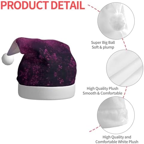Purple Print Christmas Santa Hat Plush Funny for Adult Party
