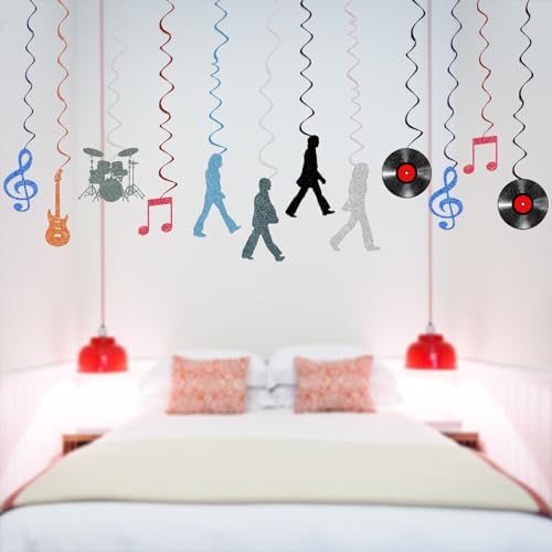ZNVALE 60s Retro Rock Streamer Ceiling Decor 24Pcs Set