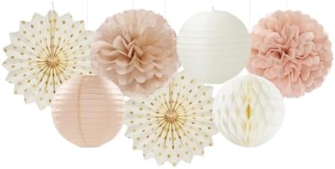 Champagne Gold Beige Peach Boho Party Decor Streamers
