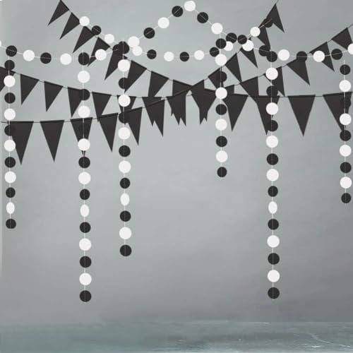 Cheerland Black and White Party Garland Flags for Halloween Birthday Wedding
