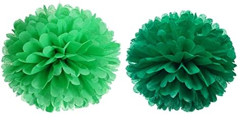 14 Inch Green Tissue Pom Poms Kit for Decorations