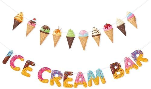 Ice Cream Bar Banner Garland Party Decor