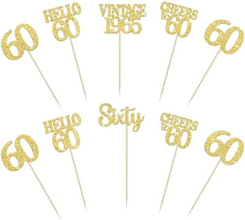 15PCS Happy 60th Birthday Centerpiece Sticks Gold