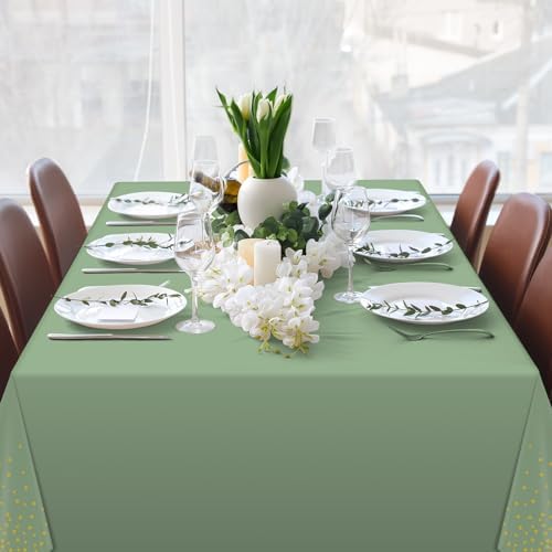 FunnyPars 3 Pack Sage Green Gold Tablecloth 54x108