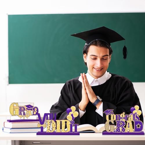 4 Piece Wooden Class of 2025 Graduation Centerpieces