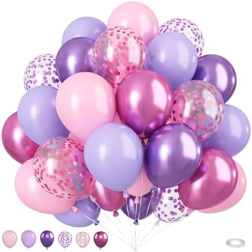 Biapian 50PCS 12 Inch Pink Purple Balloons Set
