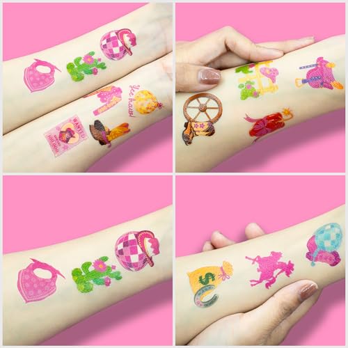 96 PCS Pink Disco Cowgirl Temporary Tattoos for Kids