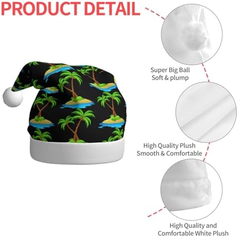 3D Palm Tree Christmas Santa Hat Plush Funny Adult Headwear