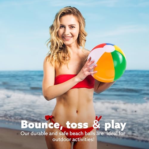 JOYIN Rainbow Beach Balls 12 Pack 12 Inch