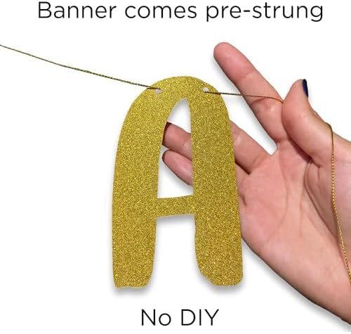 Goodbye Tension Hello Pension Gold Glitter Banner