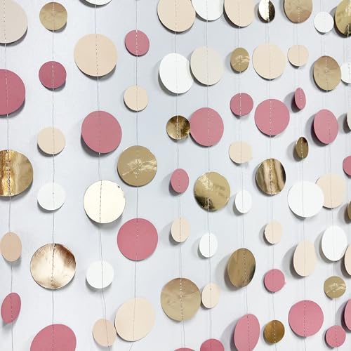 Champagne Gold Dusty Pink Circle Dot Garland