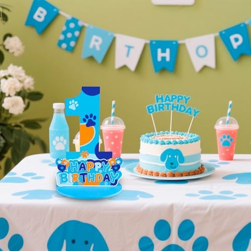 Dog Paw 1st Birthday Centerpiece Number Sign Decorations