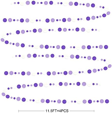 46 Ft Purple White Circle Dot Garland for Birthday Wedding Baby Shower
