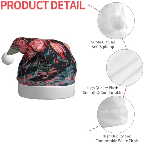Flamingo Print Funny Christmas Santa Hat for Adults