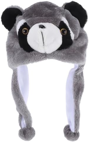 LUOZZY Plush Raccoon Hat for Kids and Adults
