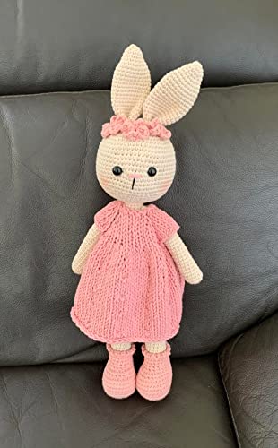 Bunny Girl Pink Dress Handmade Crochet Plushie Doll