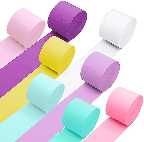 Crepe Paper Streamers 8 Rolls Pastel Party Decorations