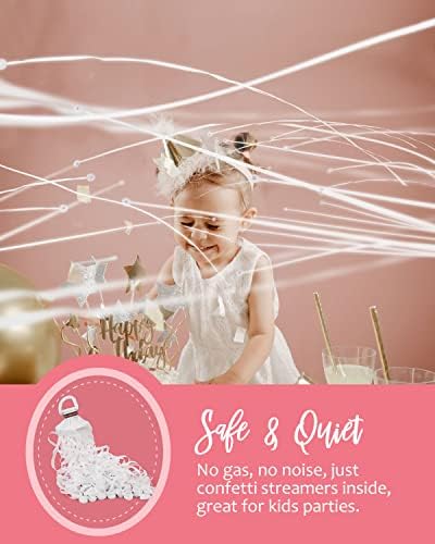 BATTIFE 40 Pack White Streamers Poppers for Celebrations