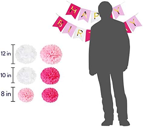 DIY Pink Birthday Decor Kit with Pom Poms and Banner
