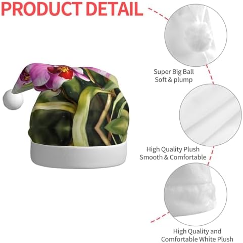 Orchid Print Christmas Santa Hat Plush for Adult