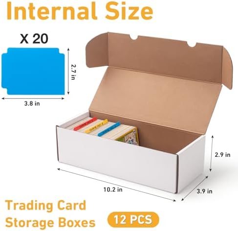 12 Pack Trading Card Storage Boxes with Dividers