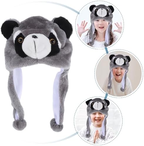 LUOZZY Plush Raccoon Hat for Kids and Adults