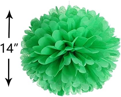 14 Inch Green Tissue Pom Poms Kit for Decorations