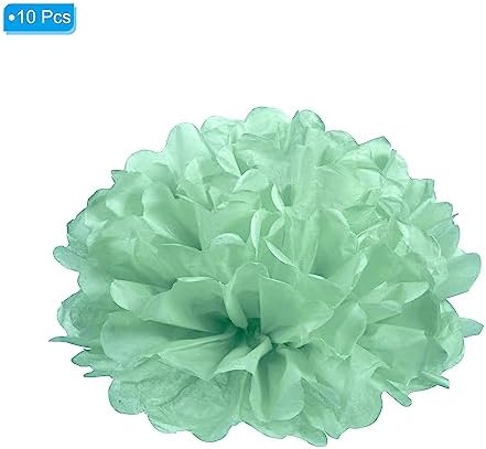 PATIKIL 4 Inch Tissue Pom Poms Flowers 10 Pack Mint Green