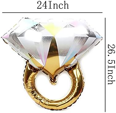 4pcs Diamond Engagement Ring Mylar Balloons for Wedding Parties