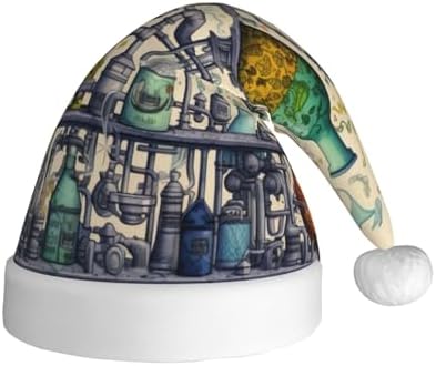 Chemistry Print Christmas Santa Hat Plush Funny Adult Headwear