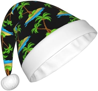 3D Palm Tree Christmas Santa Hat Plush Funny Adult Headwear