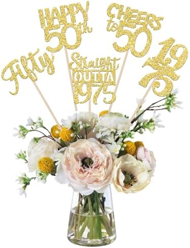50th Birthday Centerpieces Sticks Gold Decorations
