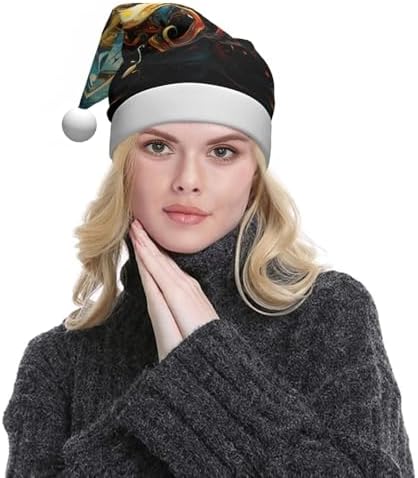 Music Symbol Christmas Santa Hat Plush Funny Adult Party Hat