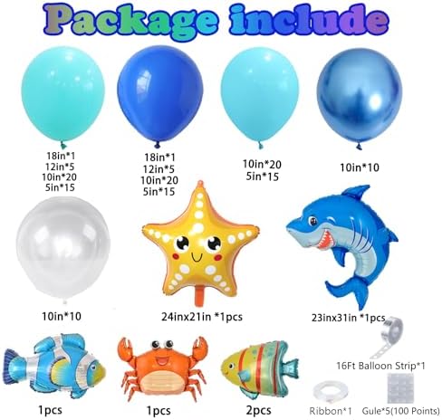 Under the Sea Balloon Arch Garland Kit 147pcs