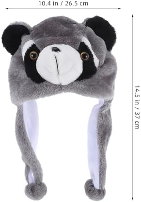 LUOZZY Plush Raccoon Hat for Kids and Adults