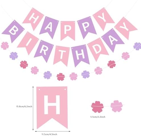 Purple Pink Birthday Decorations Set for Women Girls