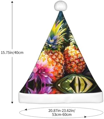 Pineapple Print Christmas Santa Hat Plush for Adults
