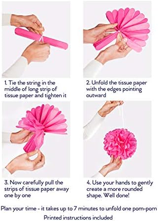 DIY Pink Birthday Decor Kit with Pom Poms and Banner