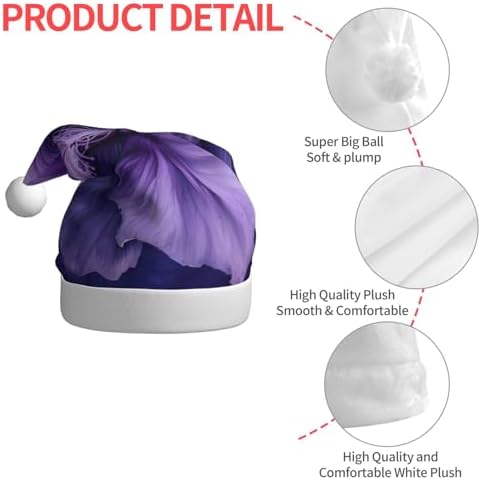 Purple Print Christmas Santa Hat Plush Funny for Adults