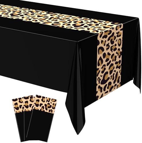 Buryeah Leopard Print Tablecloth Set of 3 Black