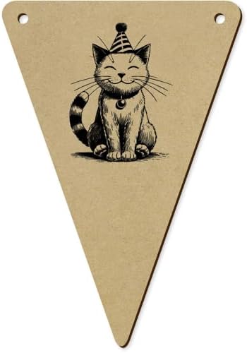 5 x 140mm Party Cat Wooden Bunting Flags