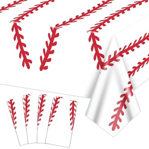 4 Pack Baseball Tablecloths - Rectangular Sports Party Covers for Kids