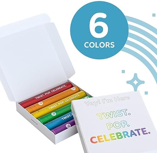 6 Pack Biodegradable Confetti Poppers Rainbow Confetti Cannons for Parties