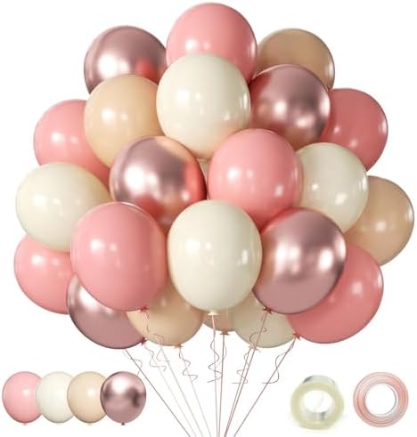Retro Blush Pink Party Balloons 60 Pcs 12 Inch