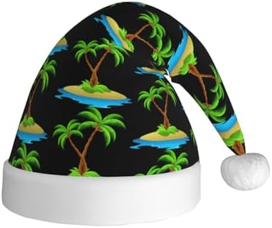 3D Palm Tree Christmas Santa Hat Plush Funny Adult Headwear