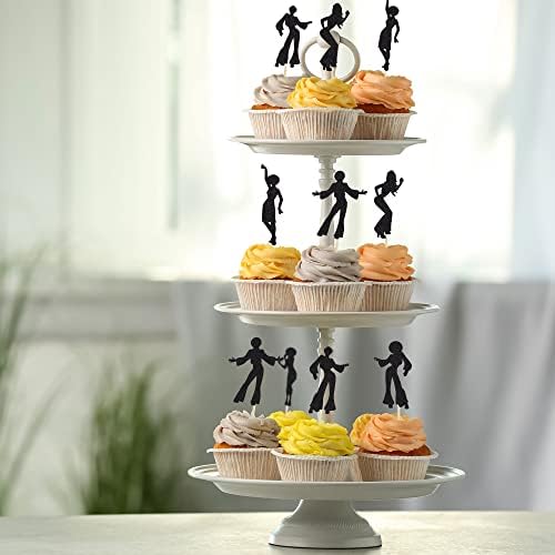 Gyufise 24Pcs 70s Disco Dancing Cupcake Toppers