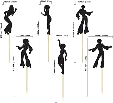 Gyufise 24Pcs 70s Disco Dancing Cupcake Toppers