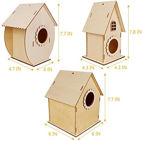 Glintoper 4 Pack DIY Wooden Birdhouse Kit