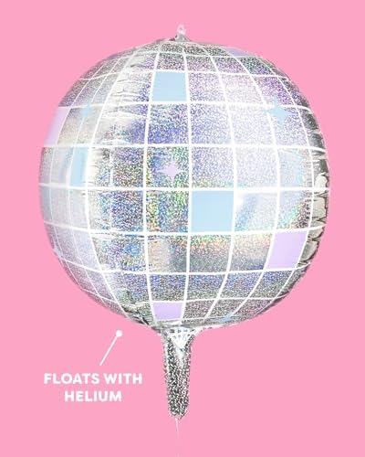 XO Fetti Iridescent Disco Ball Balloons 4 Pack 22 Inch
