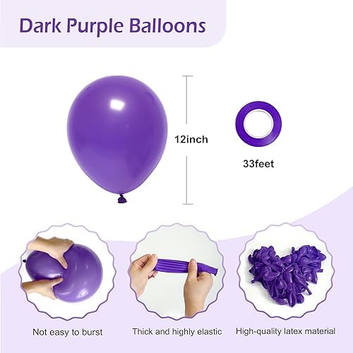 FOTIOMRG 12 Inch Purple Balloons 50 Pack Party Decorations